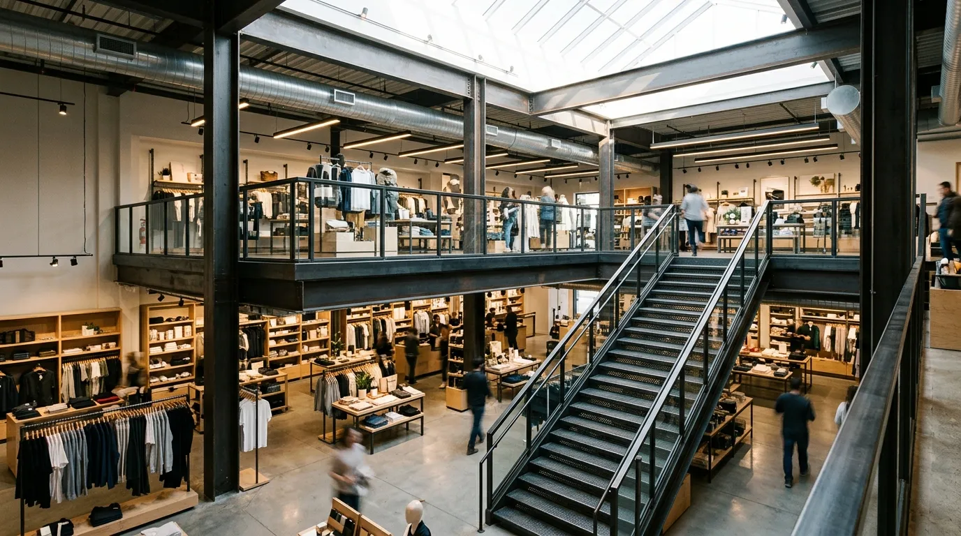 Zemin katı ticari olan binalarda dükkanın içinden bağlantı sağlanan asma kat (mezzanine) mimarisi.