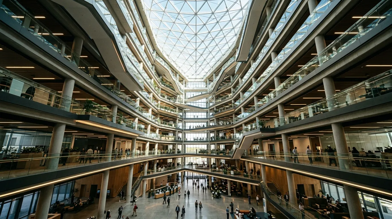 Binalarda birden fazla katın birbirine açıldığı, üstü kapalı geniş ve yüksek atrium (galeri) boşluğu.