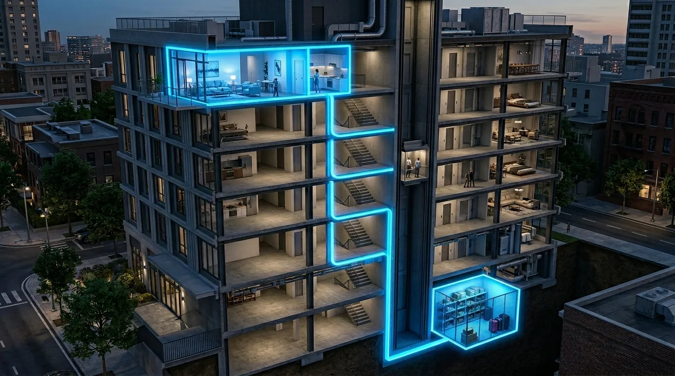 Bağımsız bölüme ait eklentilerin de dahil edildiği toplam brüt alan şeması.