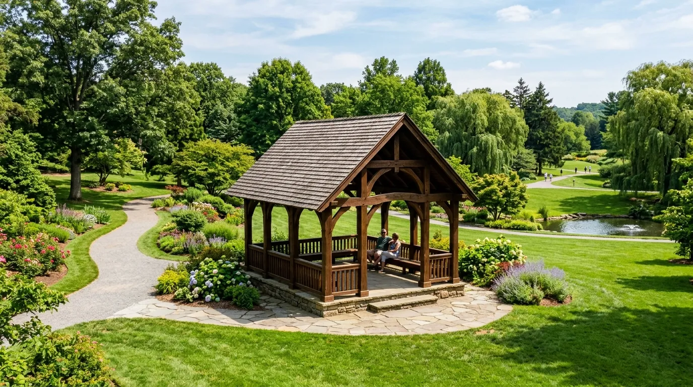 Bina bahçelerinde güneşten korunmak amacıyla ahşap malzemeden yapılan çardak (kameriye).