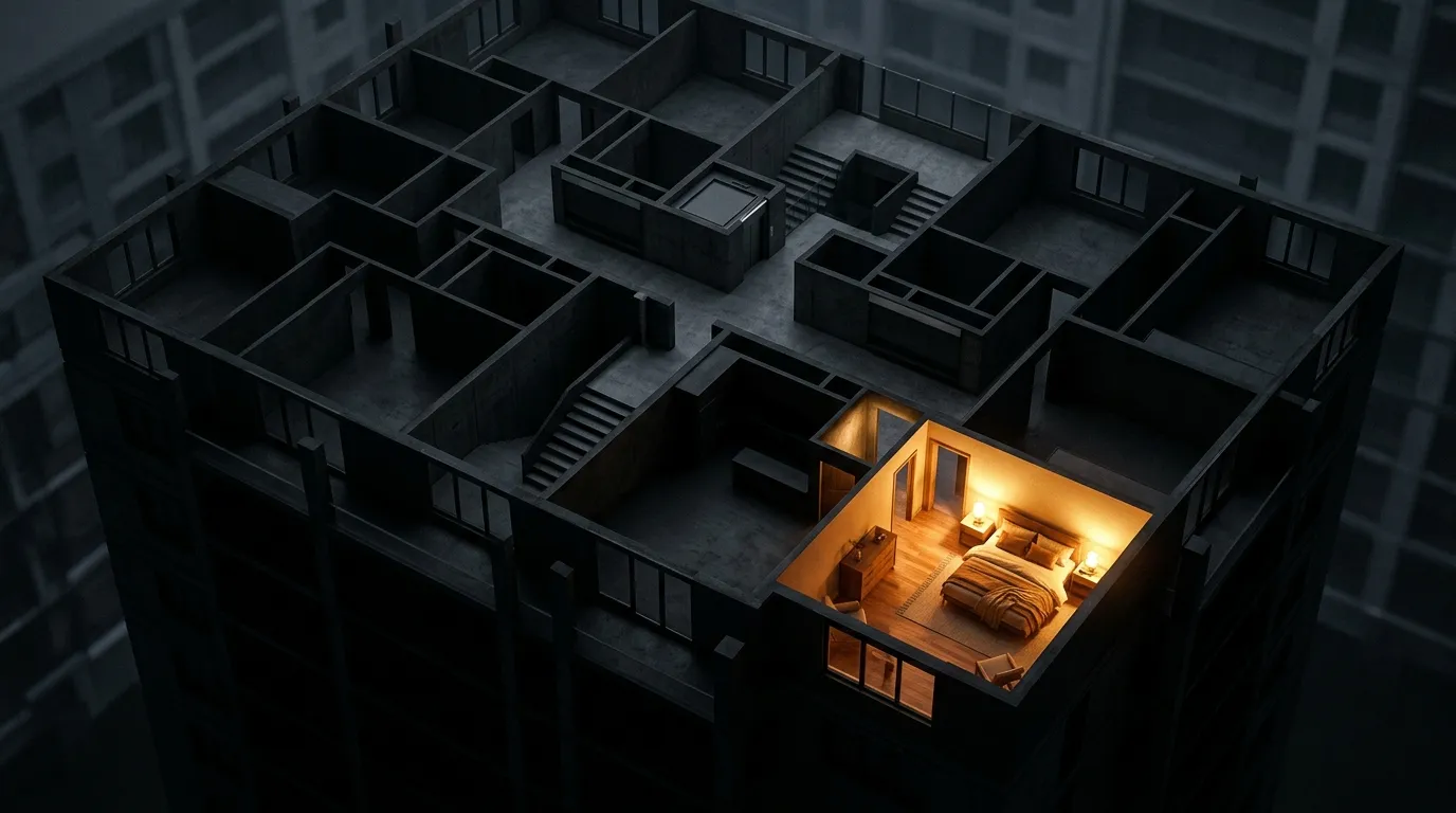 Bağımsız bölüm içindeki her bir odayı veya çerçevesi tanımlanmış kullanım alanını temsil eden mimari piyes çizimi.